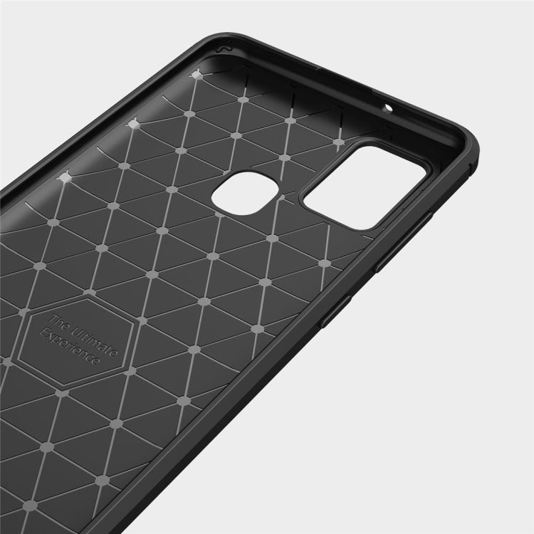 Custodia in TPU in fibra di carbonio con trama spazzolata per Galaxy A21s, For Galaxy A21s