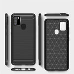 Custodia in TPU in fibra di carbonio con trama spazzolata per Galaxy A21s, For Galaxy A21s
