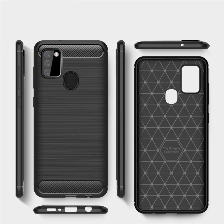 Custodia in TPU in fibra di carbonio con trama spazzolata per Galaxy A21s, For Galaxy A21s