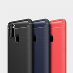 Custodia in TPU in fibra di carbonio con trama spazzolata per Galaxy A21s, For Galaxy A21s
