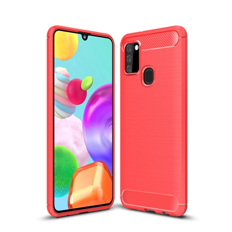 Custodia in TPU in fibra di carbonio con trama spazzolata per Galaxy A21s, For Galaxy A21s
