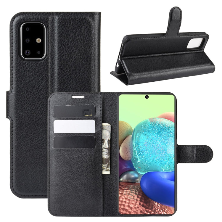 Per Galaxy A71 5G Litchi Texture Custodia protettiva a vibrazione orizzontale con supporto e slot per schede e portafoglio, For Galaxy A71 5G