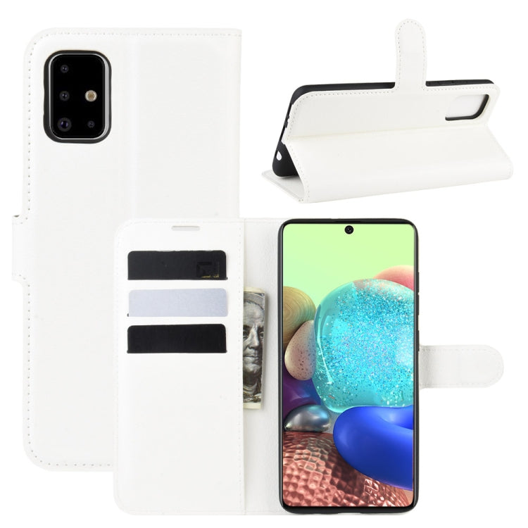 Per Galaxy A71 5G Litchi Texture Custodia protettiva a vibrazione orizzontale con supporto e slot per schede e portafoglio, For Galaxy A71 5G