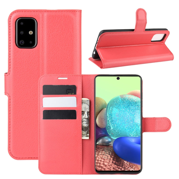 Per Galaxy A71 5G Litchi Texture Custodia protettiva a vibrazione orizzontale con supporto e slot per schede e portafoglio, For Galaxy A71 5G