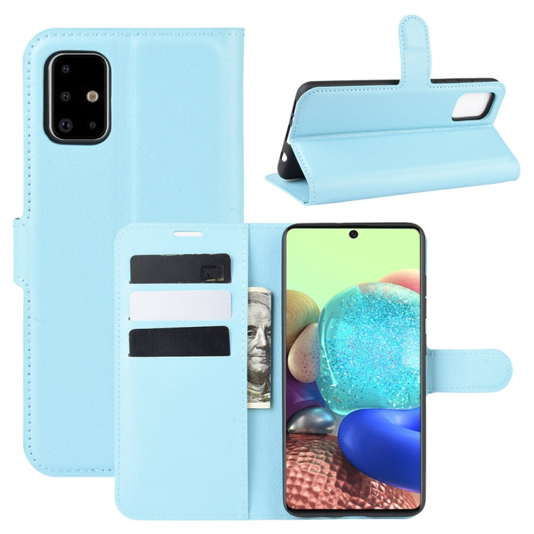 Per Galaxy A71 5G Litchi Texture Custodia protettiva a vibrazione orizzontale con supporto e slot per schede e portafoglio, For Galaxy A71 5G