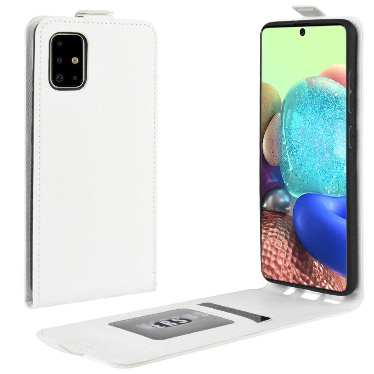 Per Galaxy A71 5G R64 Texture Custodia protettiva in pelle a vibrazione verticale singola con slot per schede e cornice per foto, For Galaxy A71 5G
