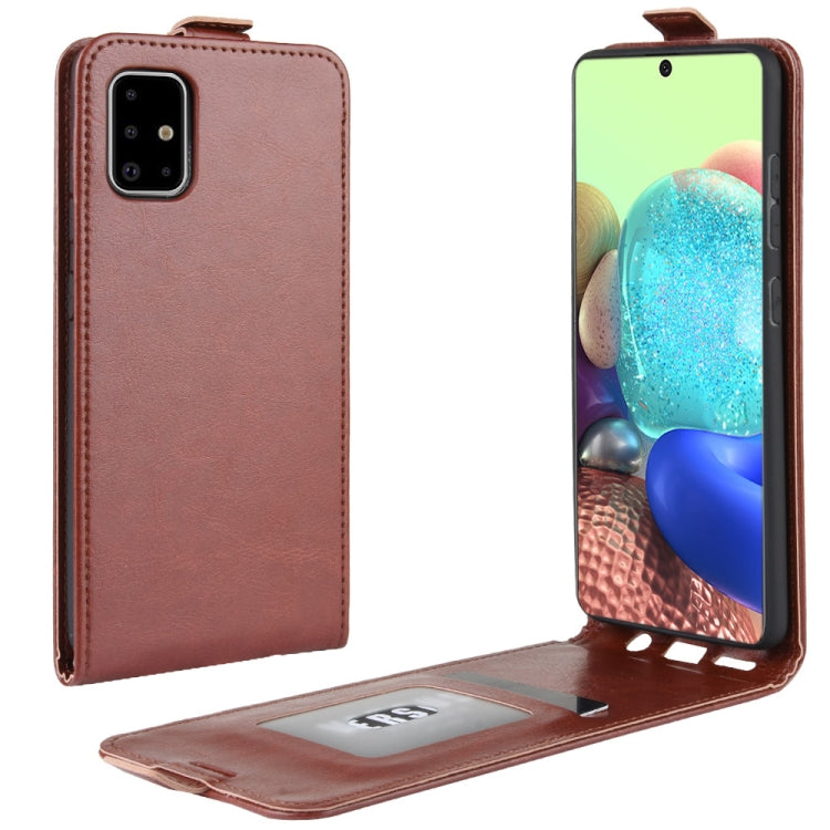 Per Galaxy A71 5G R64 Texture Custodia protettiva in pelle a vibrazione verticale singola con slot per schede e cornice per foto, For Galaxy A71 5G