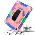 Per iPad 9.7 (2018) e (2017) rotazione a 360 gradi PC + custodia combinata antiurto in silicone con supporto e cinturino per impugnatura e tracolla, For iPad 9.7 (2018)