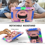 Per iPad 9.7 (2018) e (2017) rotazione a 360 gradi PC + custodia combinata antiurto in silicone con supporto e cinturino per impugnatura e tracolla, For iPad 9.7 (2018)