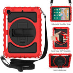 Per iPad 9.7 (2018) e (2017) rotazione a 360 gradi PC + custodia combinata antiurto in silicone con supporto e cinturino per impugnatura e tracolla, For iPad 9.7 (2018)