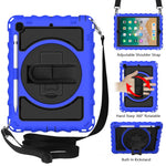 Per iPad 9.7 (2018) e (2017) rotazione a 360 gradi PC + custodia combinata antiurto in silicone con supporto e cinturino per impugnatura e tracolla, For iPad 9.7 (2018)