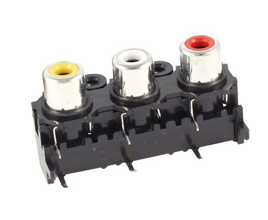 Connettore 3xRCA femmina per CS - 90 gradi