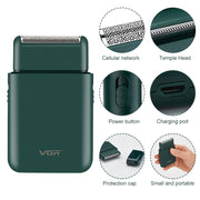 Rasoio elettrico alternativo portatile USB VGR V-390 da 5 W, V-390 (Black), V-390 (Green)
