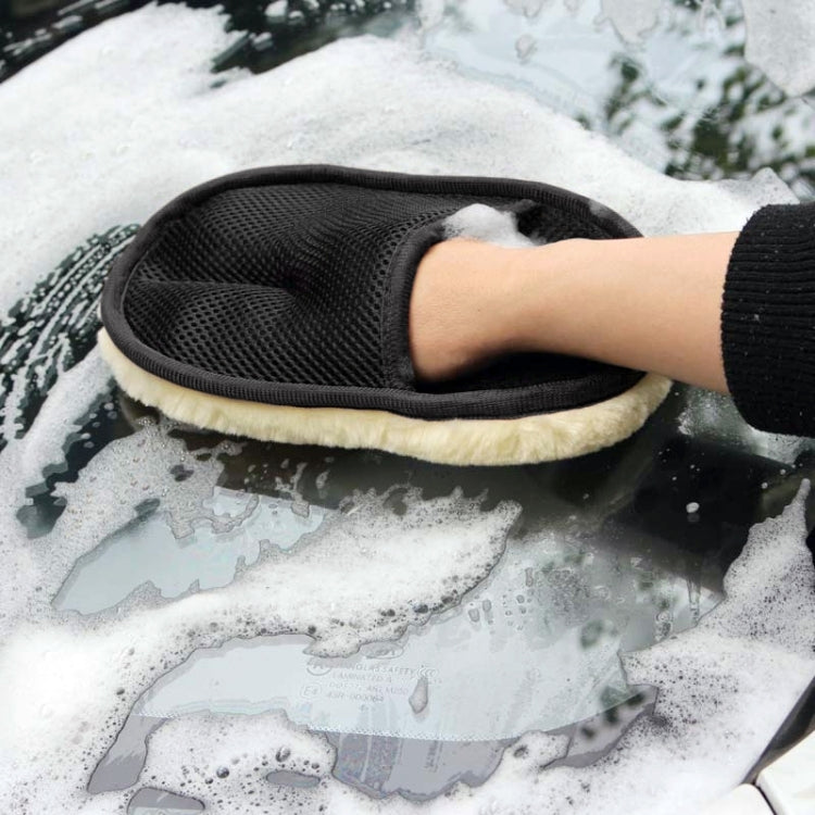 Guanti per lavaggio auto in lana morbida per styling auto Spazzola per pulizia Prodotti per la cura della rondella per moto, Brown, Washing Gloves