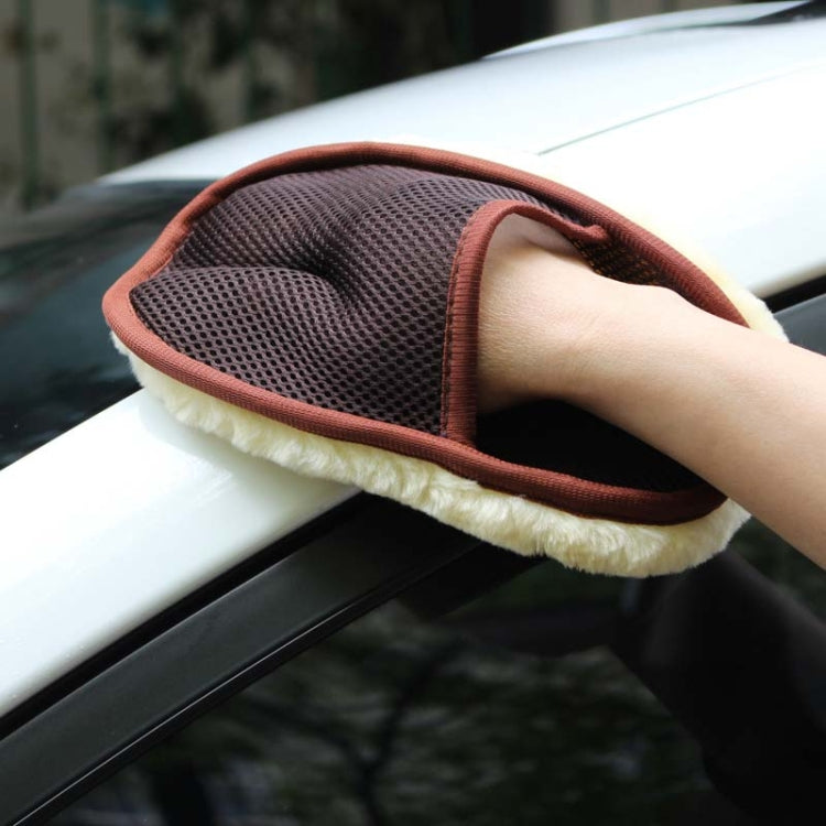 Guanti per lavaggio auto in lana morbida per styling auto Spazzola per pulizia Prodotti per la cura della rondella per moto, Brown, Washing Gloves