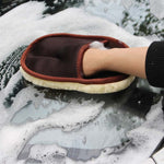 Guanti per lavaggio auto in lana morbida per styling auto Spazzola per pulizia Prodotti per la cura della rondella per moto, Brown, Washing Gloves