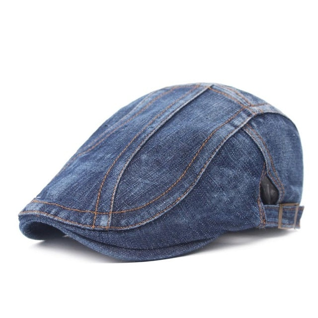 Berretto in denim lavato con cuciture da uomo/donna, Adjustable
