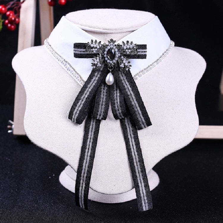 Papillon da donna a righe stile college con fiocco lungo con fiocco