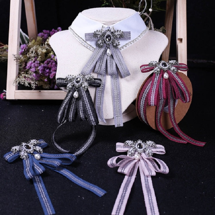 Papillon da donna a righe stile college con fiocco lungo con fiocco