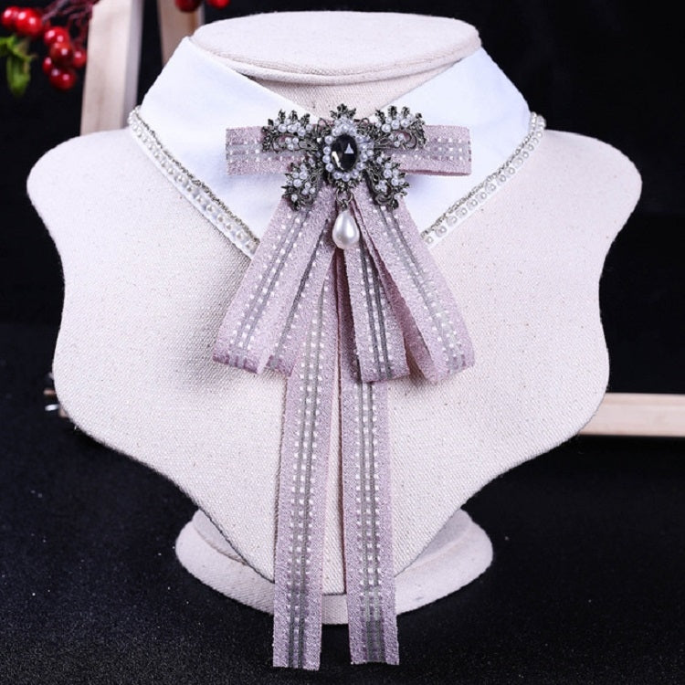 Papillon da donna a righe stile college con fiocco lungo con fiocco