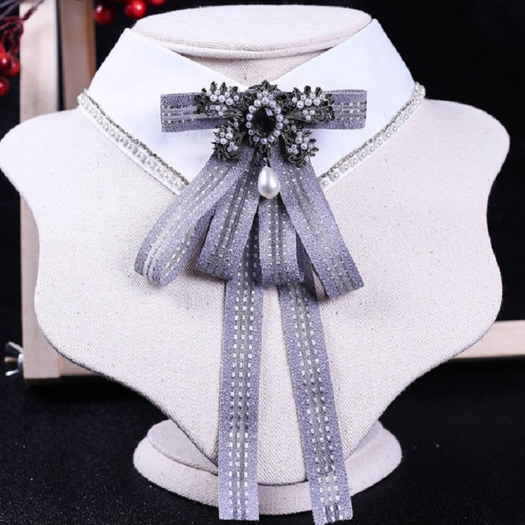 Papillon da donna a righe stile college con fiocco lungo con fiocco