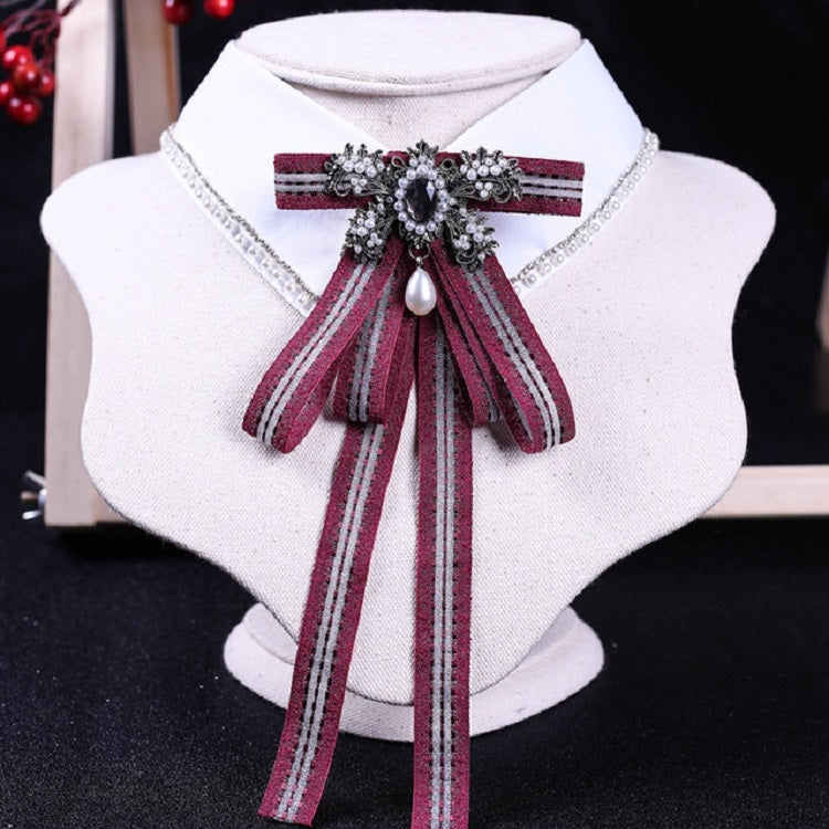 Papillon da donna a righe stile college con fiocco lungo con fiocco