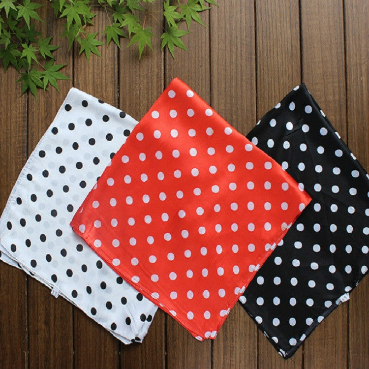 Sciarpa quadrata con motivo a pois da donna primaverili, imitazione seta, piccola sciarpa, 60 x 60cm