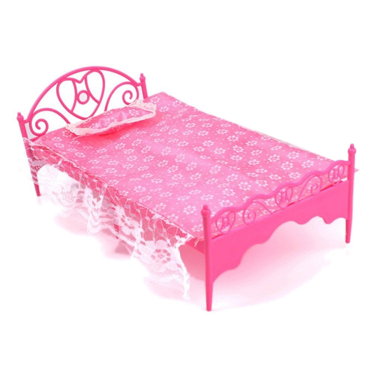 Mini bellissimo letto in plastica Mobili per camera da letto per bambole Casa delle bambole Consegna casuale dei colori, Plastic Bed