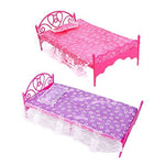 Mini bellissimo letto in plastica Mobili per camera da letto per bambole Casa delle bambole Consegna casuale dei colori, Plastic Bed