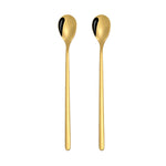 Cucchiaio da caffè creativo da 2 pezzi in acciaio inossidabile Cucchiaio da caffè creativo Cucchiaio da ghiaccio lungo placcato oro, Round Spoon Silver, Pointed Spoon Silver, Square Spoon Silver, Round Spoon Gold, Pointed Spoon Gold, Square Spoon Gold ...