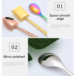 Cucchiaio da caffè creativo da 2 pezzi in acciaio inossidabile Cucchiaio da caffè creativo Cucchiaio da ghiaccio lungo placcato oro, Round Spoon Silver, Pointed Spoon Silver, Square Spoon Silver, Round Spoon Gold, Pointed Spoon Gold, Square Spoon Gold ...