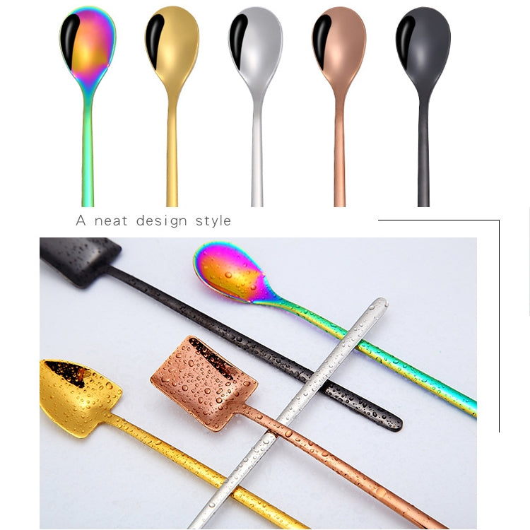Cucchiaio da caffè creativo da 2 pezzi in acciaio inossidabile Cucchiaio da caffè creativo Cucchiaio da ghiaccio lungo placcato oro, Round Spoon Silver, Pointed Spoon Silver, Square Spoon Silver, Round Spoon Gold, Pointed Spoon Gold, Square Spoon Gold ...