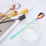 Cucchiaio da caffè creativo da 2 pezzi in acciaio inossidabile Cucchiaio da caffè creativo Cucchiaio da ghiaccio lungo placcato oro, Round Spoon Silver, Pointed Spoon Silver, Square Spoon Silver, Round Spoon Gold, Pointed Spoon Gold, Square Spoon Gold ...