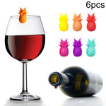 5 set di bicchieri da vino in silicone per ananas, distintivi per contrassegni a forma di frutta per feste, Pineapple