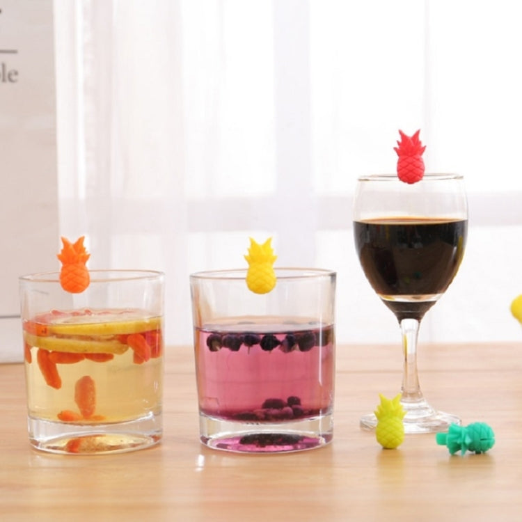5 set di bicchieri da vino in silicone per ananas, distintivi per contrassegni a forma di frutta per feste, Pineapple