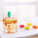 5 set di bicchieri da vino in silicone per ananas, distintivi per contrassegni a forma di frutta per feste, Pineapple