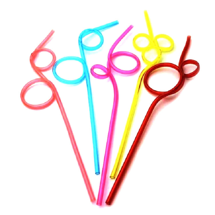 10 cannucce curve in plastica creative, consegna in stile colore casuale, Plastic Curved Straws