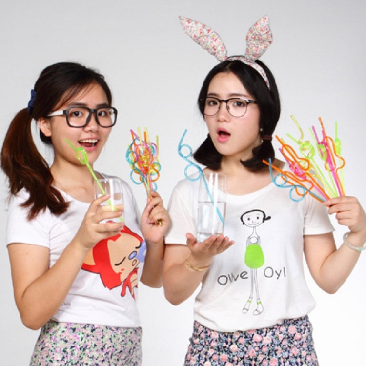 10 cannucce curve in plastica creative, consegna in stile colore casuale, Plastic Curved Straws