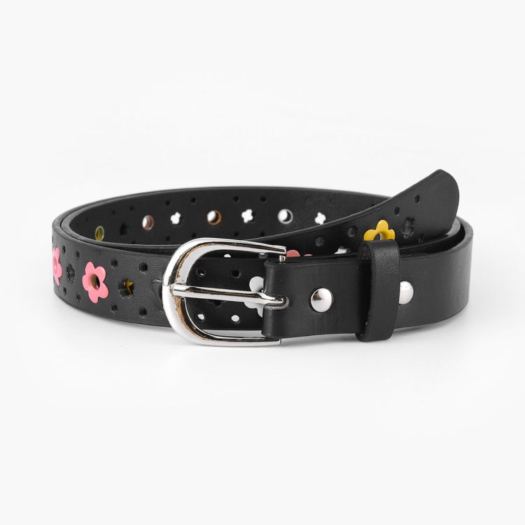 Cintura in pelle PU cava con motivo fiori per bambini