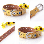 Cintura in pelle PU cava con motivo fiori per bambini