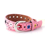 Cintura in pelle PU cava con motivo fiori per bambini