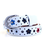 Cintura in pelle PU cava con motivo fiori per bambini