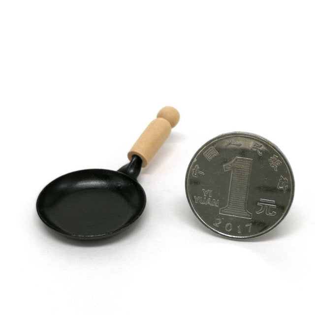 3 pezzi di casa delle bambole in miniatura da cucina, padella, utensili da cucina, i bambini fanno finta di giocare con i giocattoli, Pan Cooking
