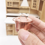 3 pentole in rame da cucina in miniatura per casa delle bambole con coperchio, giocattoli educativi per bambini, Copper Pot