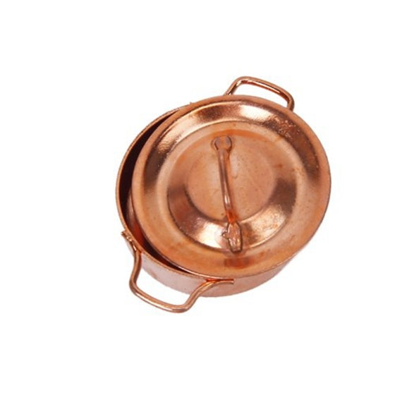 3 pentole in rame da cucina in miniatura per casa delle bambole con coperchio, giocattoli educativi per bambini, Copper Pot