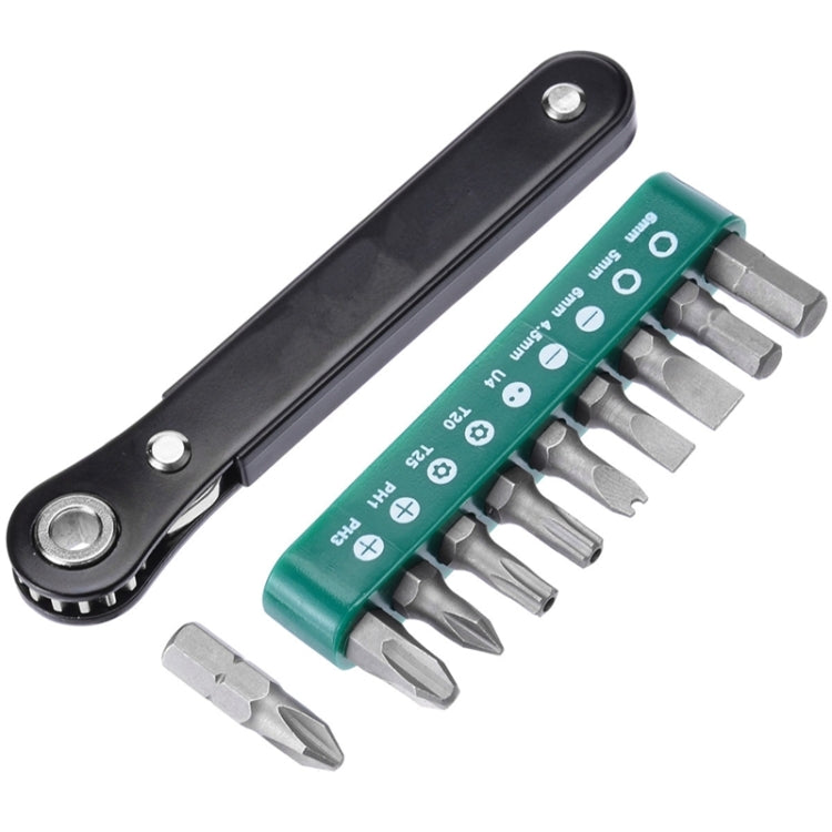 Strumento a cricchetto per cacciavite a cricchetto manuale con offset ad angolo retto multifunzione 10 in1, 10 in 1 Hand Ratchet