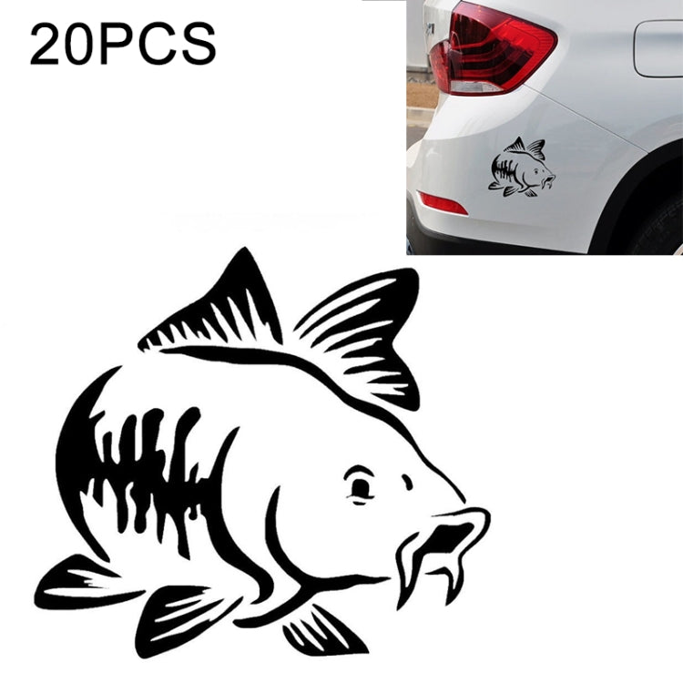 20 pezzi di adesivi per auto a forma di carpa a forma di pesce, decorazione riflettente per lo styling dell'auto, Carp Fish