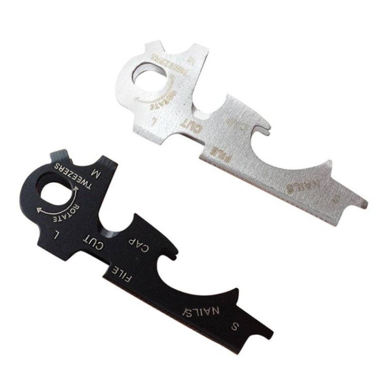 Gadget per attrezzatura di sopravvivenza per esterni multiuso 8 in 1 EDC portachiavi in acciaio inossidabile, 8 in 1 (Black), 8 in 1 (Silver)