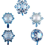 Palloncino in pellicola di alluminio con decorazione natalizia a forma di fiocco di neve da 5 pezzi, 32×36cm Mini Snowflake, 29×40cm Mini Snowflake, 45×45cm Snowflake, 50×58cm Snowflake, 73×73cm Large Snowflake