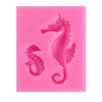 2 pezzi di ippocampo fai da te modellazione stampo fondente torta in silicone stampo al cioccolato strumento di cottura, Hippocampus Shape(Pink), Hippocampus Shape(Gray)